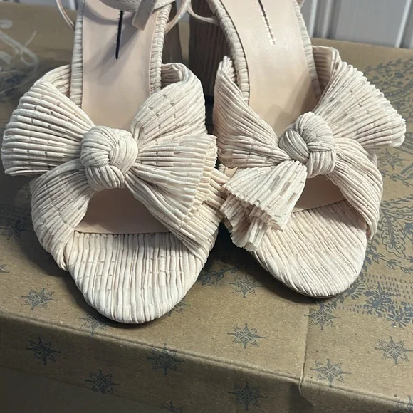 Loeffler Randall Camellia Pleated Knot Heeled Sandal Heel 8 NEW